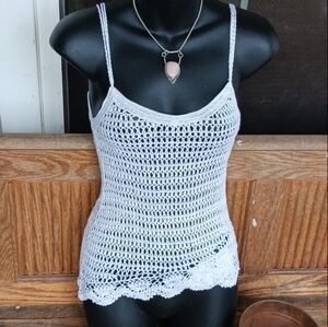 Elegant White Crochet Camisole